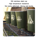 4 PCS / Set Outdoor Picnic Stainless Steel Cup With Storage Bag+Silicone Holder (Army Green)