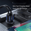 SC-H03-30W SC-H03-30W 12V / 1.5A QC3.0 Dual USB Mini Zinc Alloy Fast Charging Car Charger(Silver)