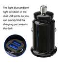 2 PCS C8-K Mini Plastic Dual USB Car Charger With Ambient Light, Current: 3.1A (Black)