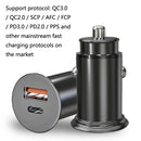SC-G03 30W PD 3.0 USB-C / Type-C + QC 3.0 USB Mini Zinc Alloy Fast Charging Car Charger(Black)