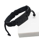 5 PCS B01916 Men Leather Wolf Head Woven Bracelet(Black)
