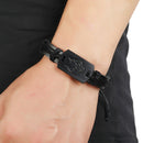 5 PCS B01916 Men Leather Wolf Head Woven Bracelet(Black)