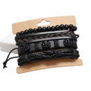 2 PCS TZ486 Personality Retro Woven Leather DIY Combination Bracelet(4 In 1)