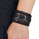 2 PCS TZ486 Personality Retro Woven Leather DIY Combination Bracelet(4 In 1)