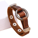3 PCS P01996 Personality Men Leather Simple Retro Circle Bracelet