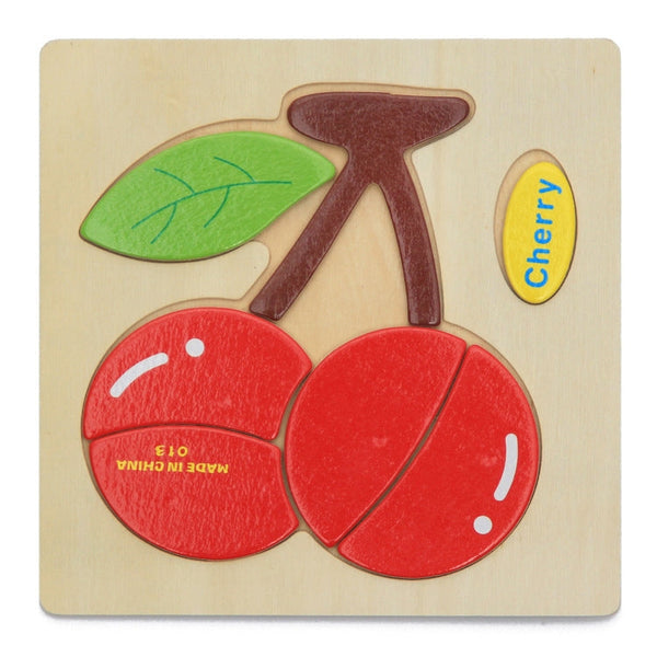 10 PCS Children Educational Toy Wooden Cartoon Jigsaw Puzzle(Cherry)