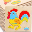10 PCS Children Educational Toy Wooden Cartoon Jigsaw Puzzle(Turtle)