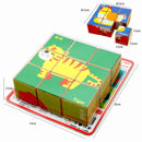2 Sets 9 Cube Six-Sided Pattern Puzzle 3D Wooden Toys(Fruit)