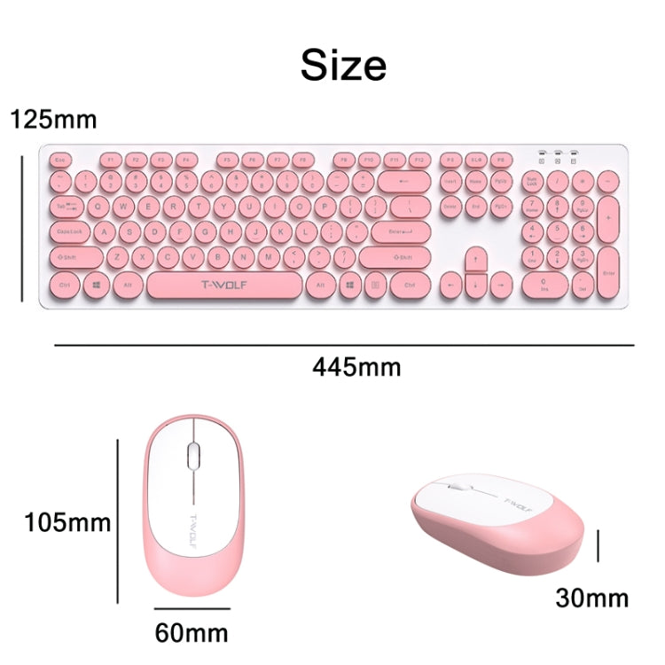 T-WOLF TF770 Mechanical Feel Wireless Gaming Keyboard And Mouse Set(Pink)