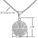 2 PCS Three-Dimensional Sports Ball Pendant Necklace,Style: Men Basketball White K