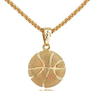 2 PCS Three-Dimensional Sports Ball Pendant Necklace,Style: Men Basketball K Gold