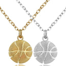 2 PCS Three-Dimensional Sports Ball Pendant Necklace,Style: Men Basketball K Gold