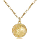 2 PCS Three-Dimensional Sports Ball Pendant Necklace,Style: Women Football Champagne Gold