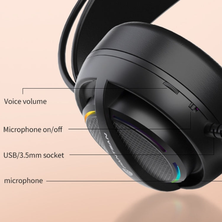 PANTSAN PSH-100 USB Wired Gaming Earphone Headset with Microphone, Colour: 7.1 USB Black