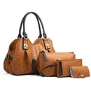 20818 4 in 1 Ladies Fashion Diagonal Handbag Retro Large-Capacity Bag(Brown)