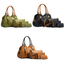 20818 4 in 1 Ladies Fashion Diagonal Handbag Retro Large-Capacity Bag(Brown)