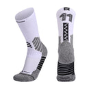 Men Terry Non-Slip Mid-Tube Sports Socks Basketball Socks, Size: Adult Free Size(NO.11 White Black)