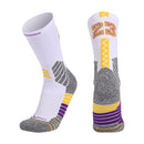 Men Terry Non-Slip Mid-Tube Sports Socks Basketball Socks, Size: Adult Free Size( NO.23 White Yellow)