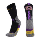 Men Terry Non-Slip Mid-Tube Sports Socks Basketball Socks, Size: Adult Free Size( No. 23 Black Purple)