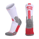 Men Terry Non-Slip Mid-Tube Sports Socks Basketball Socks, Size: Childrens Free Size( No. 13 White Red)