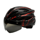 RZ285 Bicycle Outdoor Riding Helmet With Goggles(Black Red)
