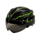 RZ285 Bicycle Outdoor Riding Helmet With Goggles(Black Green)