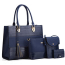 21505 4 in 1 Fashion Lady Messenger Handbags Vintage Crocodile Print Bags(Blue)