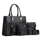 21505 4 in 1 Fashion Lady Messenger Handbags Vintage Crocodile Print Bags(Black)