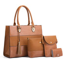 21505 4 in 1 Fashion Lady Messenger Handbags Vintage Crocodile Print Bags(Dark Brown)
