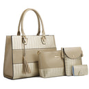21505 4 in 1 Fashion Lady Messenger Handbags Vintage Crocodile Print Bags(Gold)