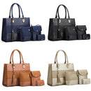 21505 4 in 1 Fashion Lady Messenger Handbags Vintage Crocodile Print Bags(Black)