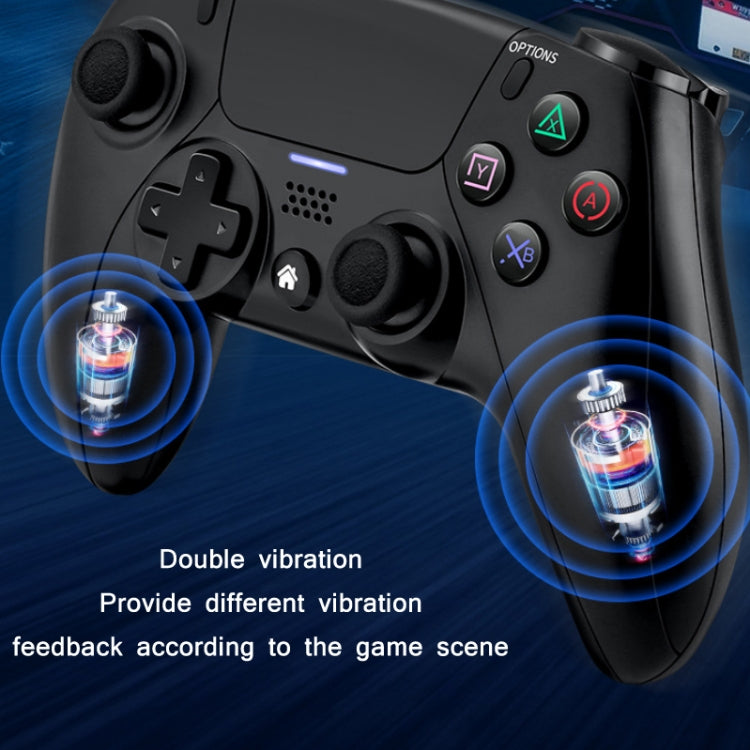 PSS-P04 Bluetooth 4.0 Wireless Dual-Vibration Gamepad For PS4 / Switch / PC / Steam(Classic Black)