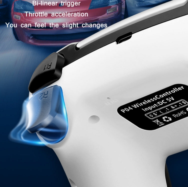 PSS-P04 Bluetooth 4.0 Wireless Dual-Vibration Gamepad For PS4 / Switch / PC / Steam(Blue White)