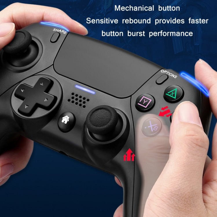PSS-P04 Bluetooth 4.0 Wireless Dual-Vibration Gamepad For PS4 / Switch / PC / Steam(Blue White)