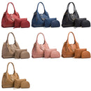 002 3 in 1 Ladies Rivet Diagonal Handbags PU Large-Capacity Bags(Dark Gray)