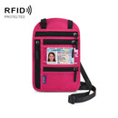 RFID Multi-Function Halter Passport Bag Certificate Protection Cover(Rose Red)