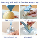 4 PCS 5 in 1 Multifunctional Peeler Household Kitchen Plastic Long-Handled Garlic Grinder With Brush Head(White)