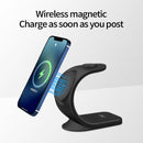 OJD-83 3 in 1 Magnetic Suction Vertical Bracket Wireless Charger for Mobile Phone & iWatch & AirPods(White)