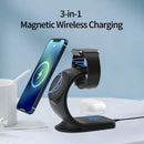 OJD-83 3 in 1 Magnetic Suction Vertical Bracket Wireless Charger for Mobile Phone & iWatch & AirPods(White)