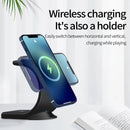 OJD-83 3 in 1 Magnetic Suction Vertical Bracket Wireless Charger for Mobile Phone & iWatch & AirPods(White)