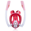 Kids Double Tube Full Dry Silicone Diving Snorkeling Mask Swimming Glasses, Size: XS(White Pink)
