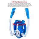 Kids Double Tube Full Dry Silicone Diving Snorkeling Mask Swimming Glasses, Size: XS(White Blue)