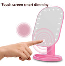 20 LEDs Smart Touch Screen Dimming Makeup Mirror,Style: Pink USB Supply
