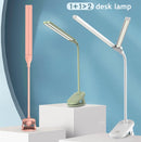TD5 Double Lamp Head USB Desktop Clip Table Lamp,Style: Plug-in Version (White)