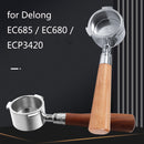 Zinc Alloy Coffee Machine Bottomless Handle For DeLonghi, Style: Black Rosewood Straight