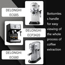 Zinc Alloy Coffee Machine Bottomless Handle For DeLonghi, Style: Black Rosewood Convex Button