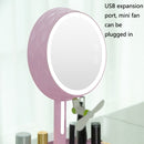 GJ-101 Home LED Desktop USB Makeup Mirror(Pink)