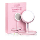 GJ-101 Home LED Desktop USB Makeup Mirror(Pink)