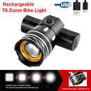 7602 LED USB Charging Telescopic Zoom Bicycle Front Light, Specification: Headlight + 928 Taillight