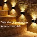 6 LED Solar Outdoor Garden Stainless Steel Wall Lamp(Warm Light)